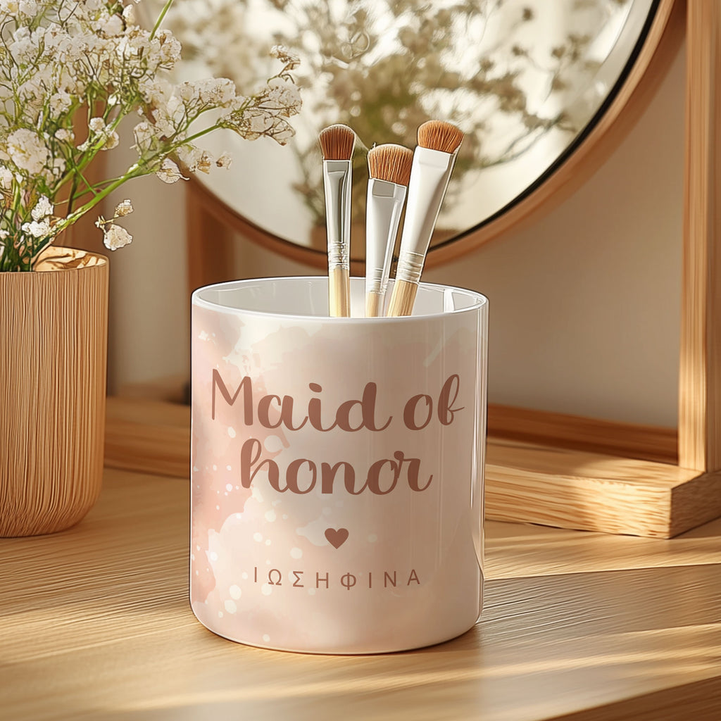 Pink Maid Of Honor - Ceramic Makeup Brush Holder - GOTShirts