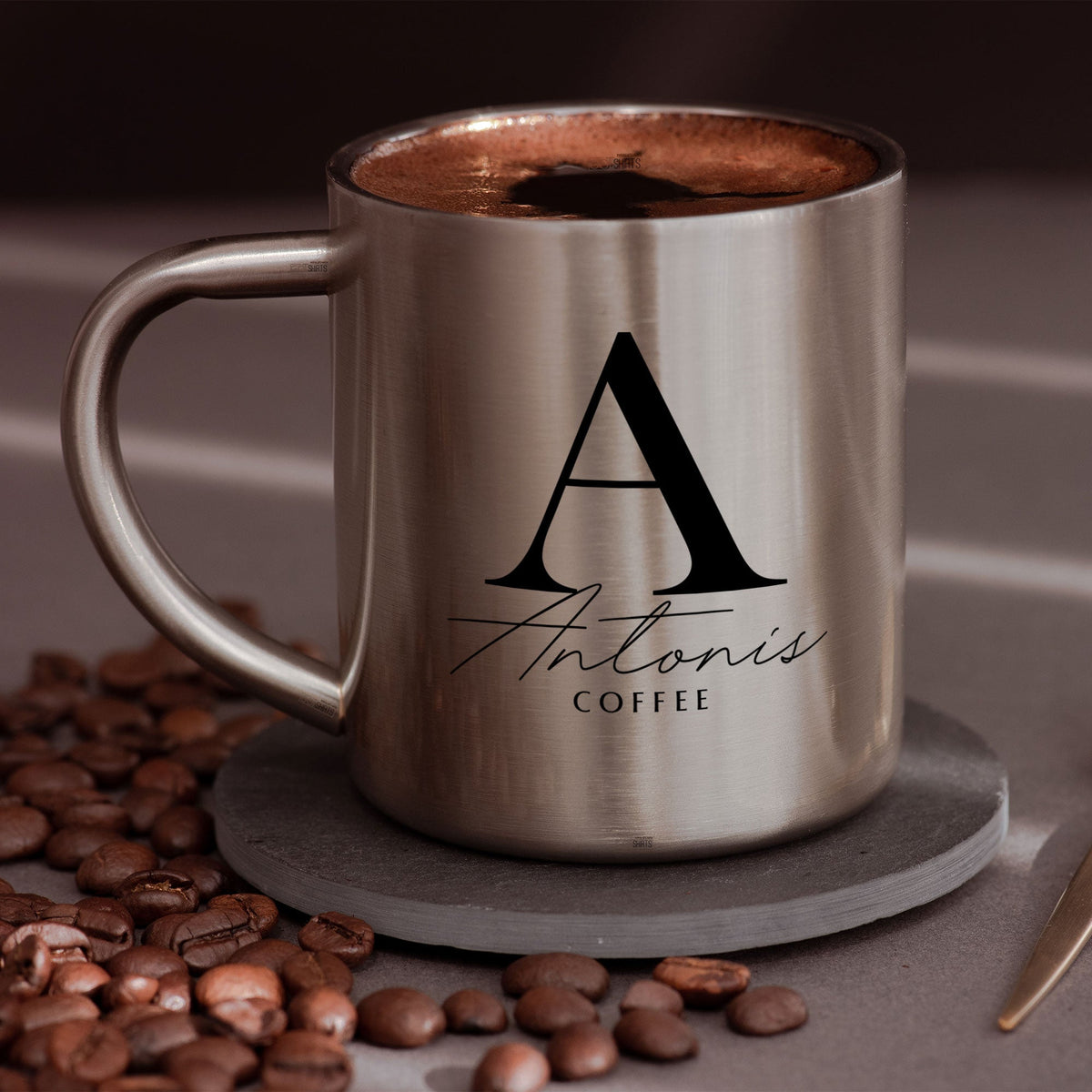 Capital Letter & Name - Stainless Steel Coffee Mug - GOTShirts