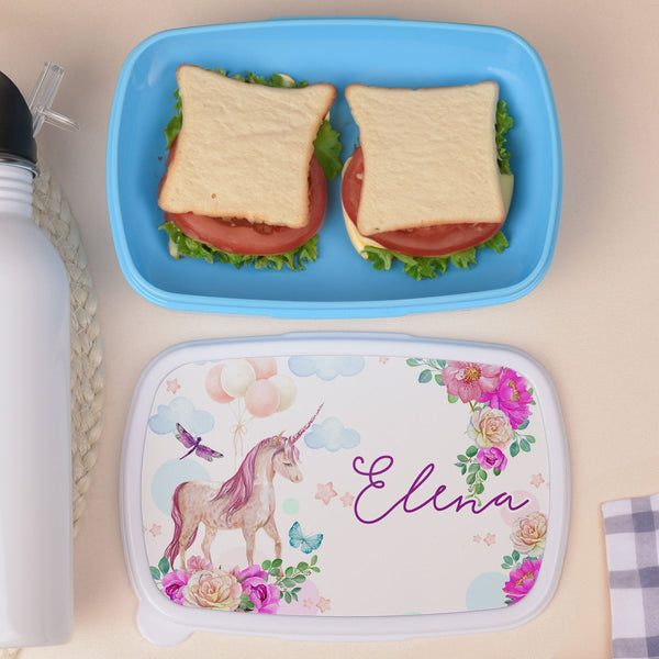 Unicorn & Flowers - Plastic Lunch Box - GOTShirts