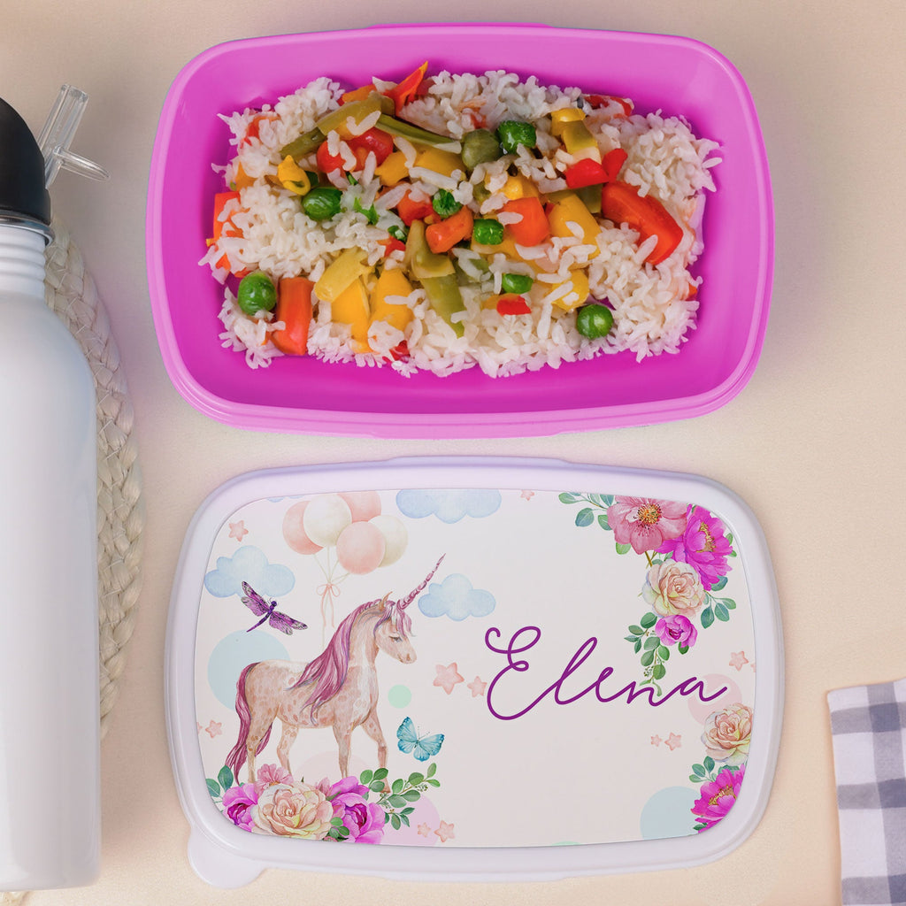 Unicorn & Flowers - Plastic Lunch Box - GOTShirts