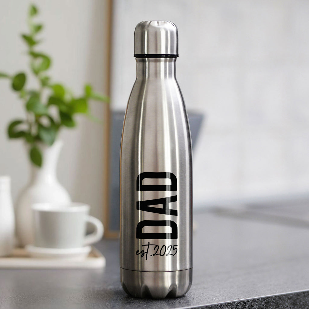 Dad Est - Silver Bowling Bottle 500ml - GOTShirts