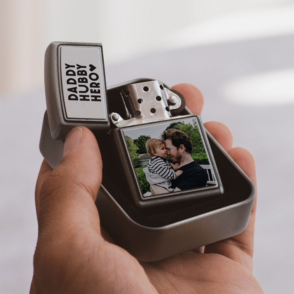 Daddy Hubby Hero - Silver Metallic Lighter - GOTShirts