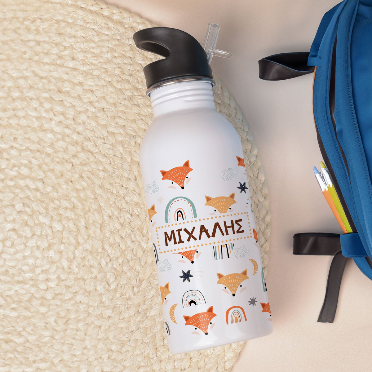 Fox Pattern - Stainless Steel Water Bottle 600ml - GOTShirts