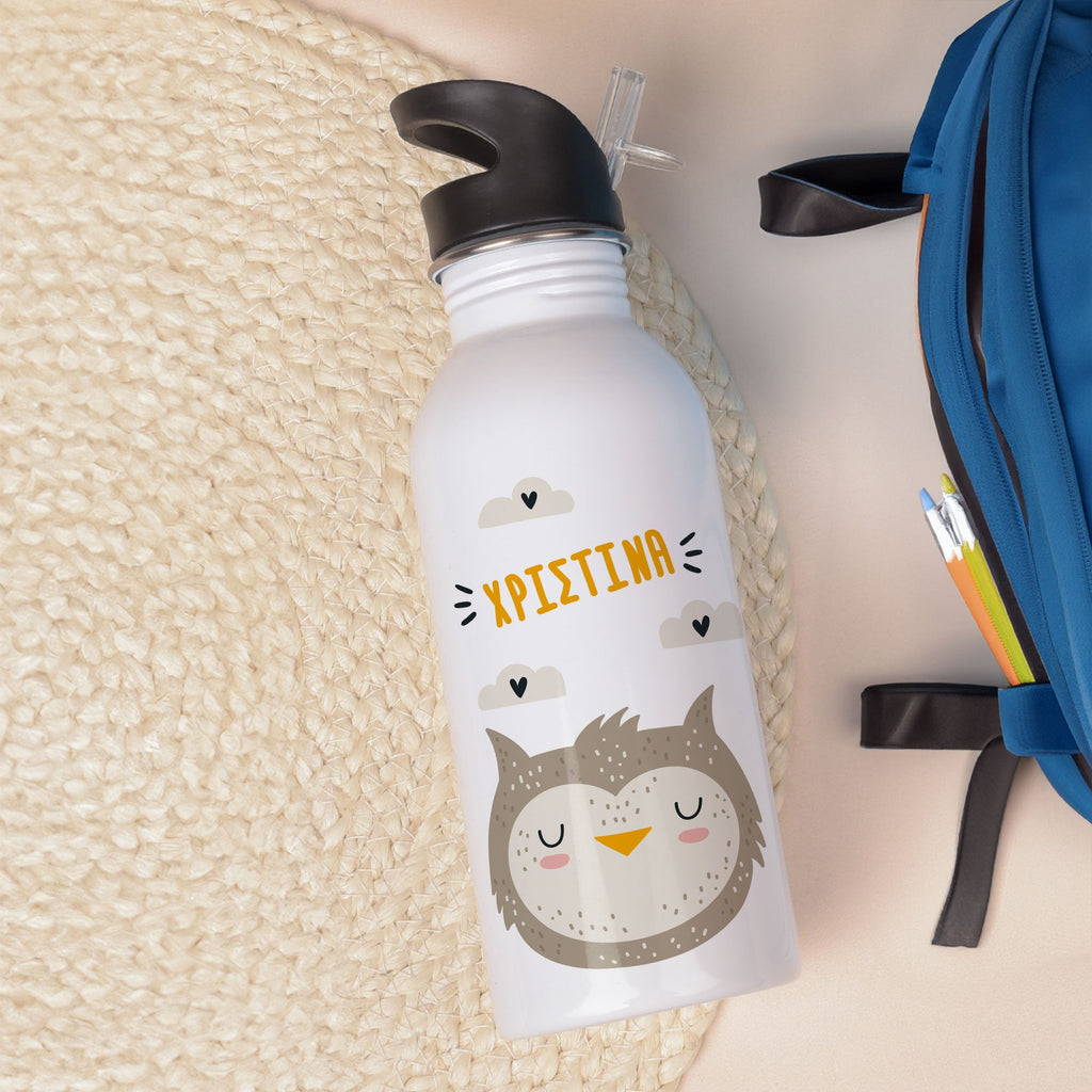 Grey Owl - Stainless Steel Water Bottle 600ml - GOTShirts