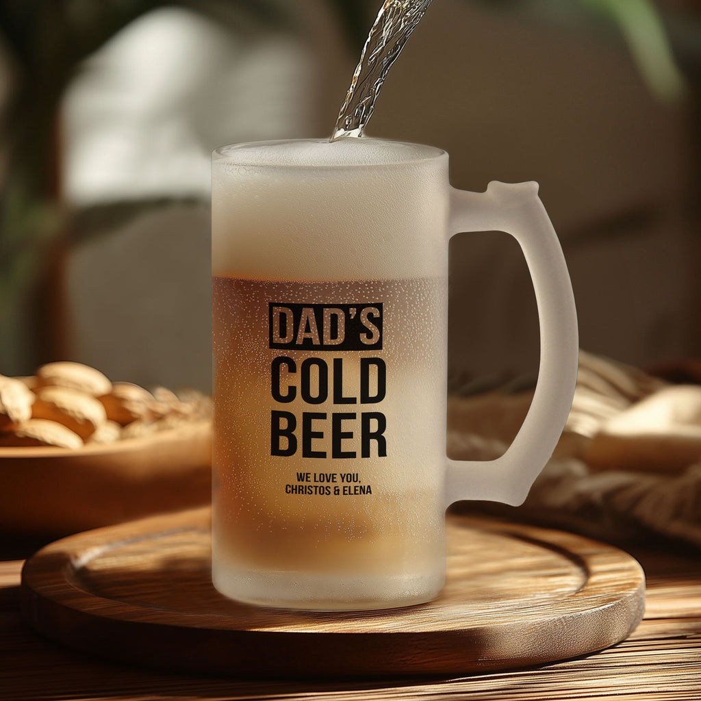 Dad's Cold Beer - Frosted Beer Glass - GOTShirts