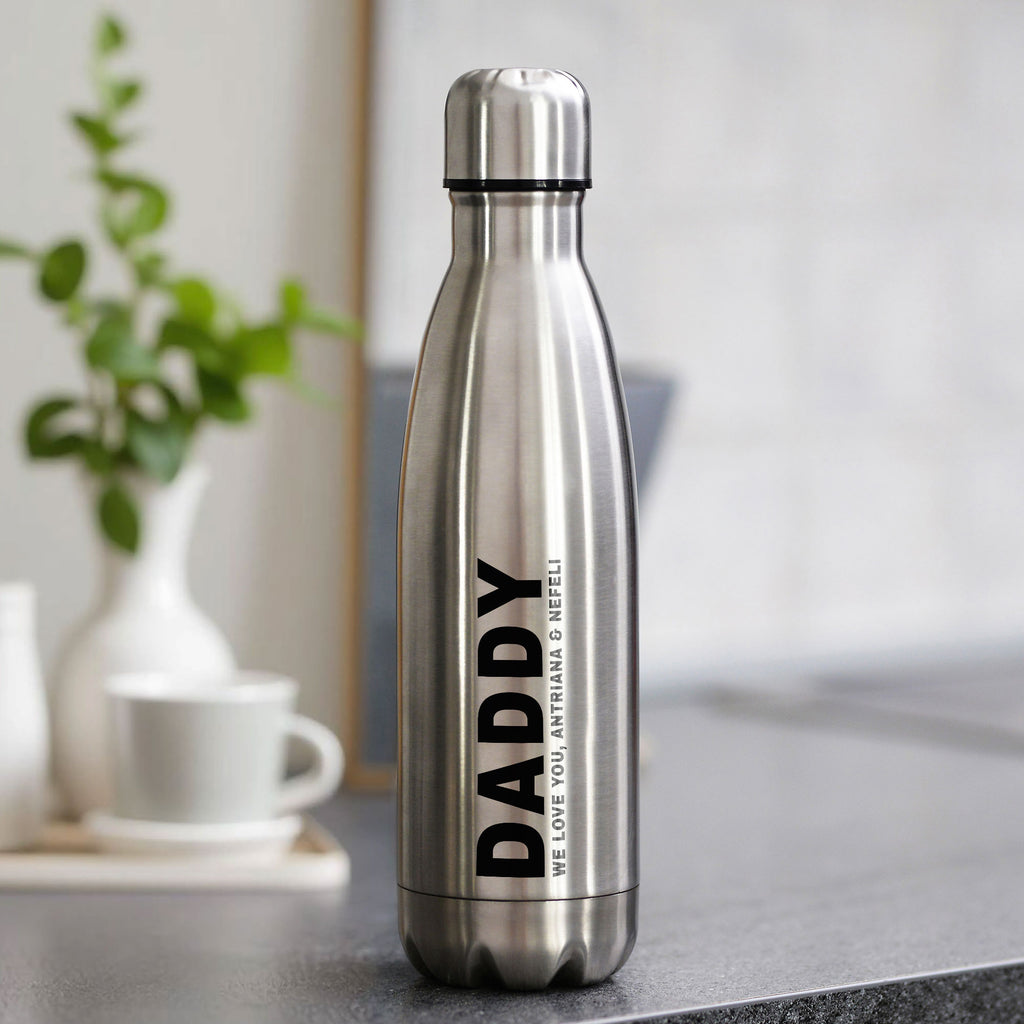 Daddy We Love You - Silver Bowling Bottle 500ml - GOTShirts