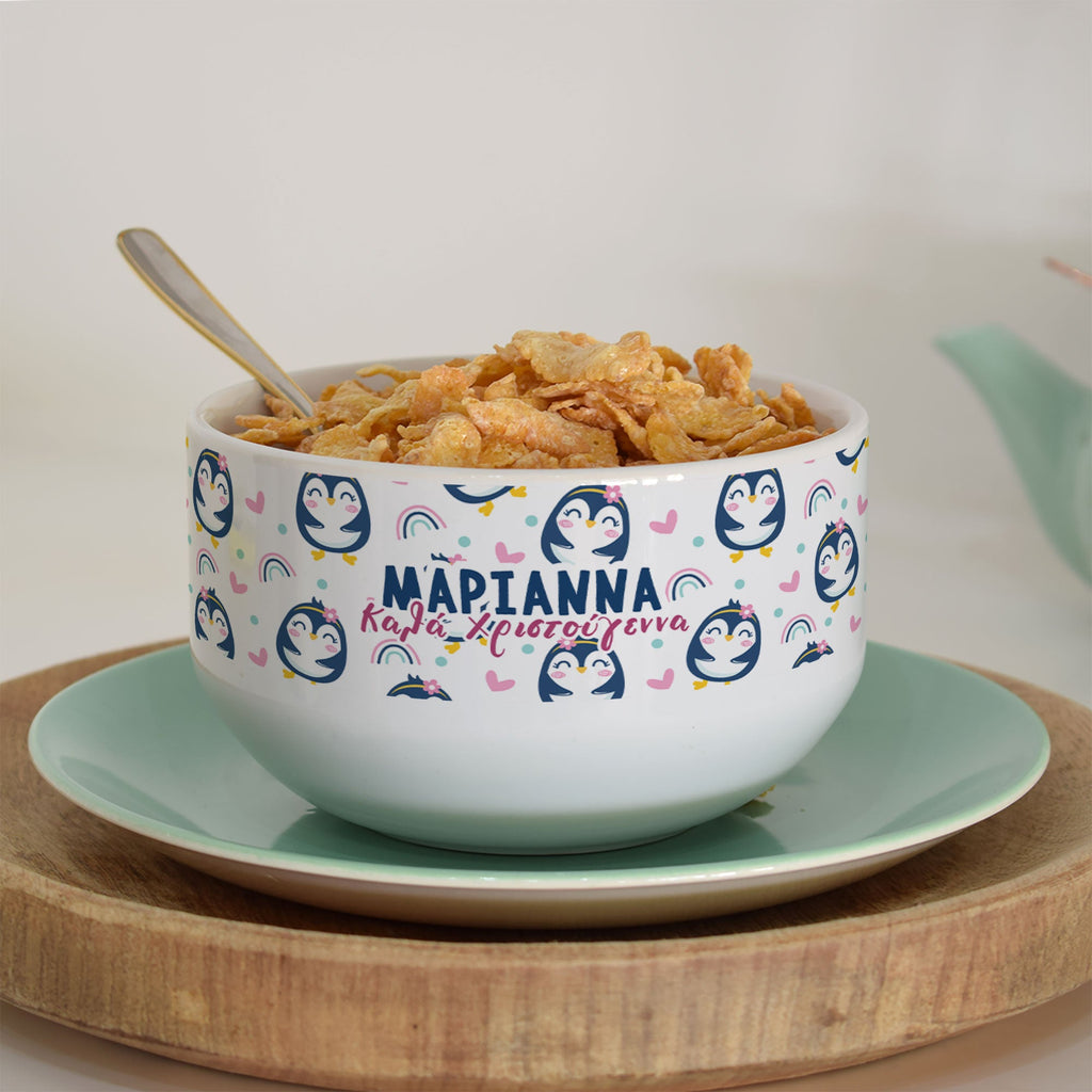Christmas Penguin - Personalized Ceramic Bowl - GOTShirts