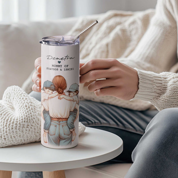 Our Mom - Stainless Steel Skinny Tumbler With Straw - GOTShirts