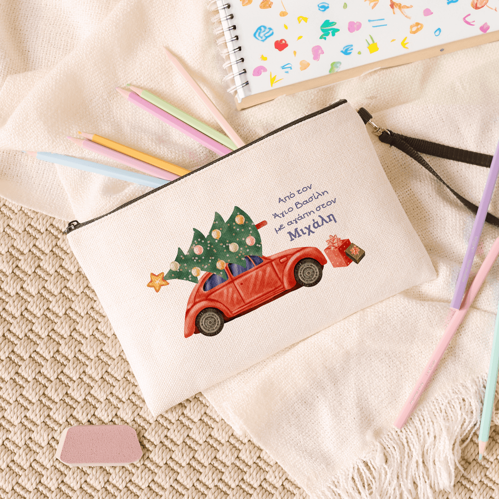 Christmas Car - Linen Pencil Case - GOTShirts