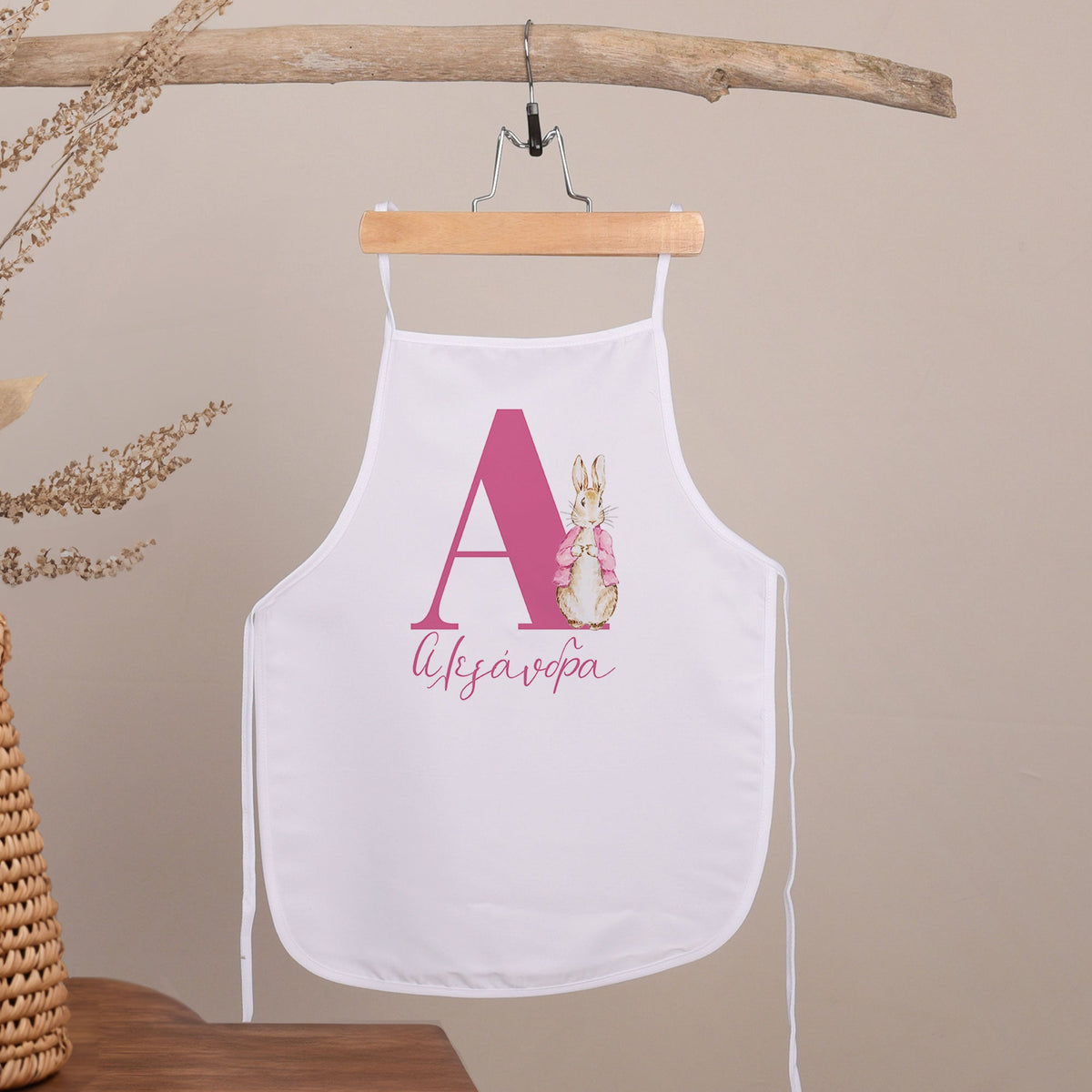 Girl Letter Bunny - Children's White Apron - GOTShirts