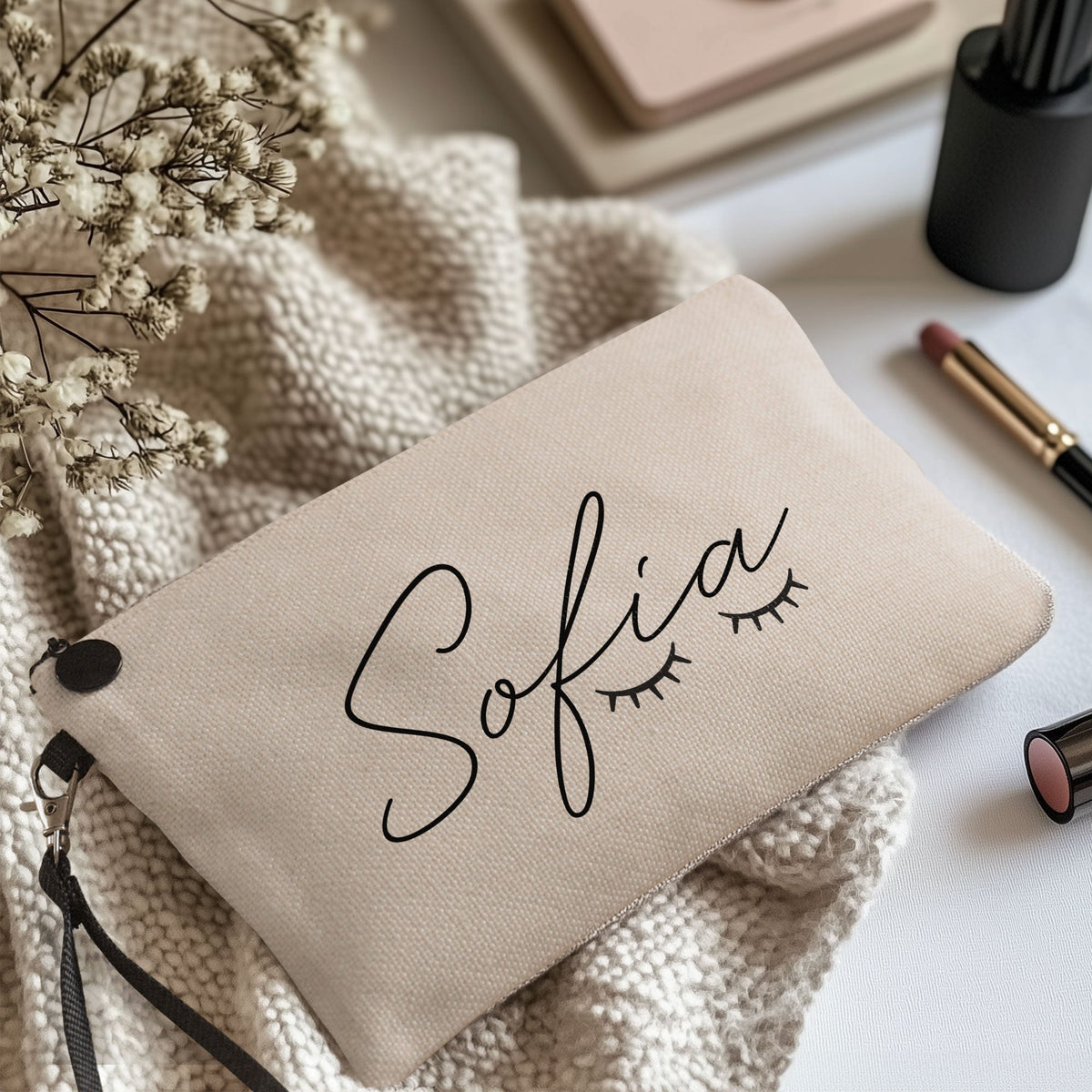 Name With Cute Lashes - Make Up Bag - GOTShirts