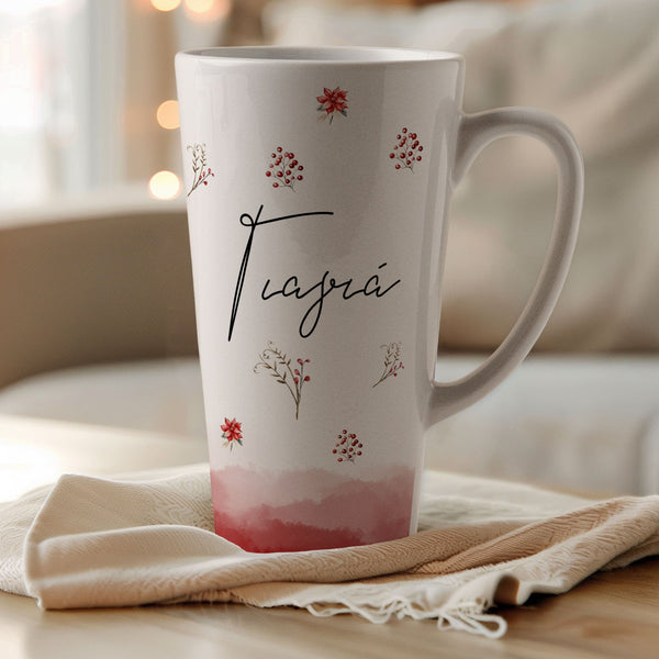 Red Flowers Pattern - Tall Latte Mug - GOTShirts