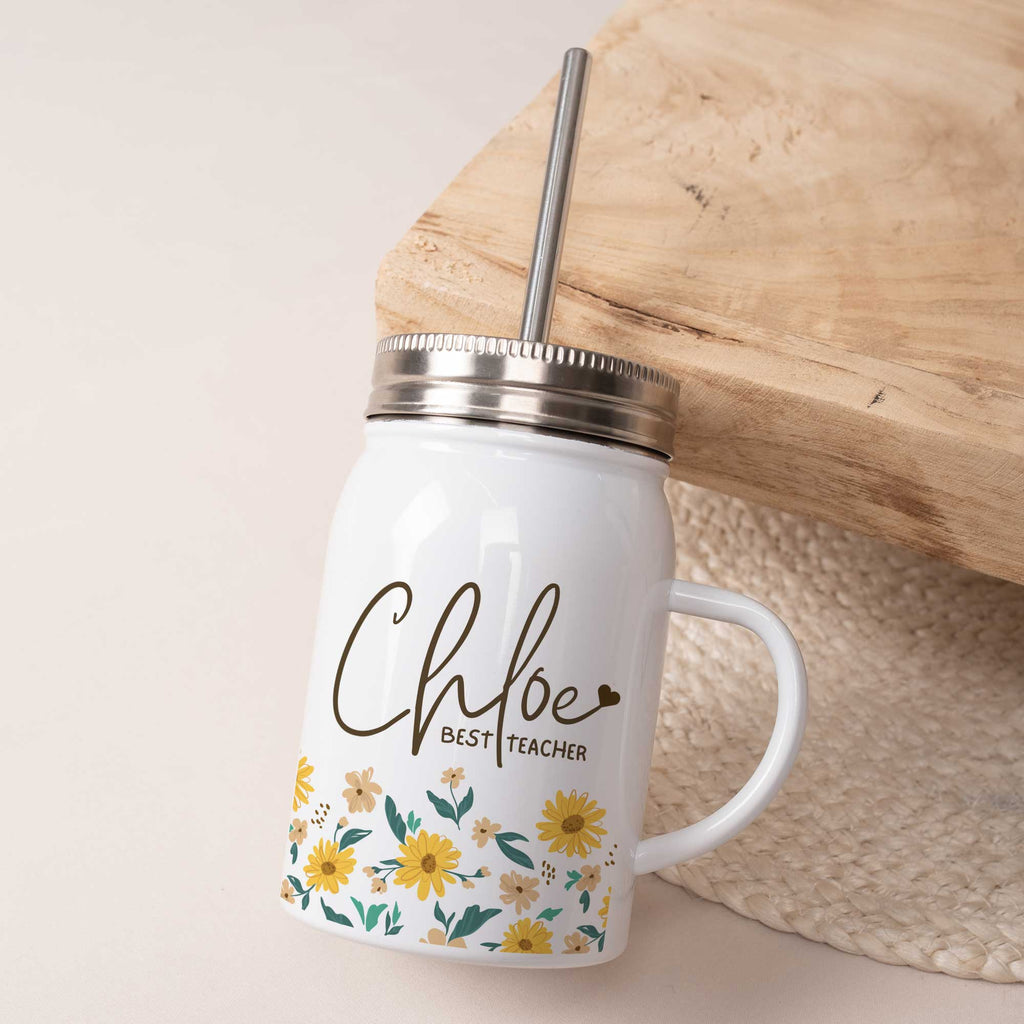 Best Teacher - Jar Tumbler With Straw - GOTShirts