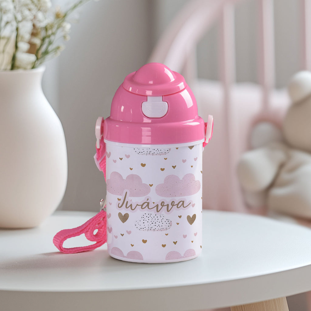 Pink Clouds - Plastic Colored Water Bottle - GOTShirts