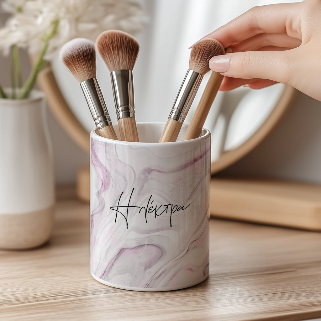 Pink Marble - Ceramic Make Up Brush Holder - GOTShirts