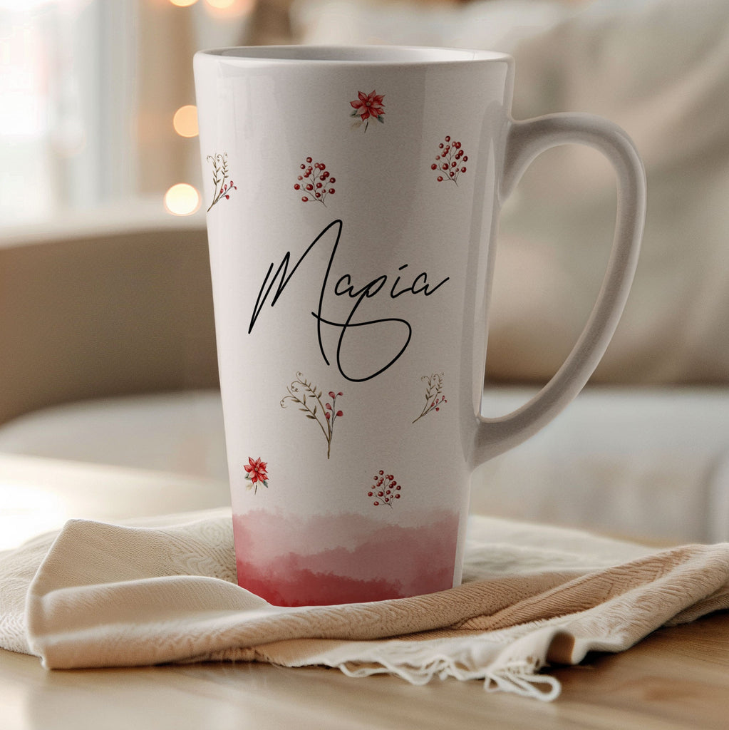 Red Flowers Pattern Name - Tall Latte Mug - GOTShirts