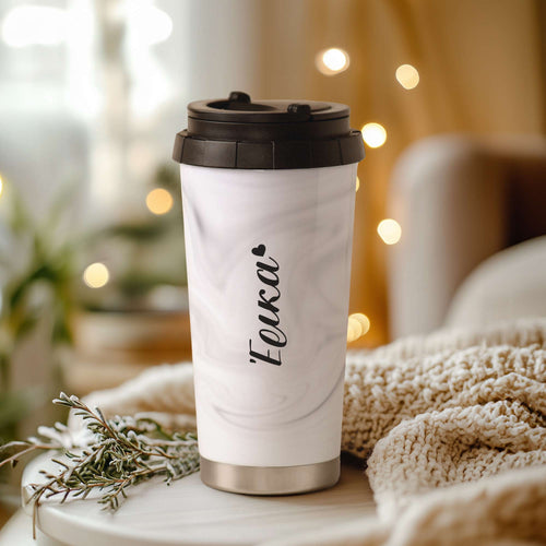 Marble & Name - Stainless Steel Travel Mug - GOTShirts