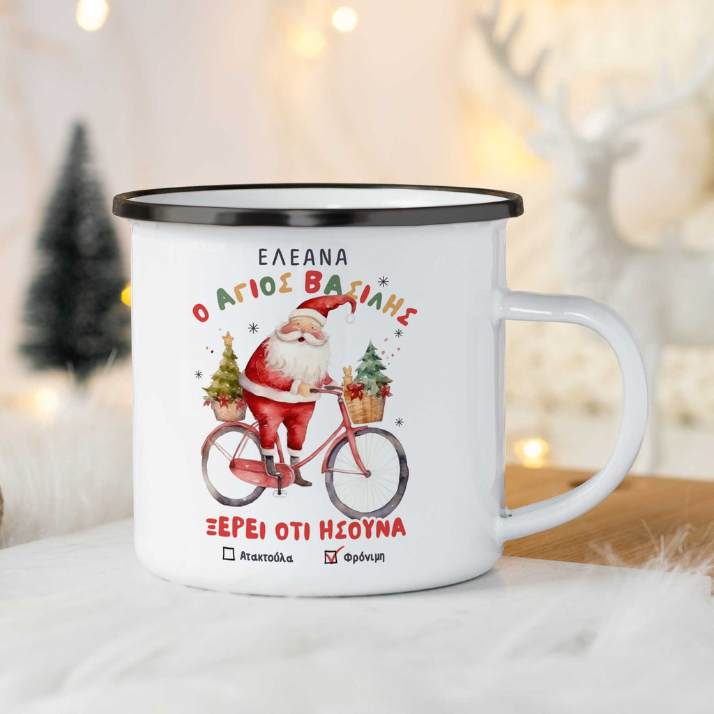Santa's List - Christmas S/Steel Enamel Mug - GOTShirts