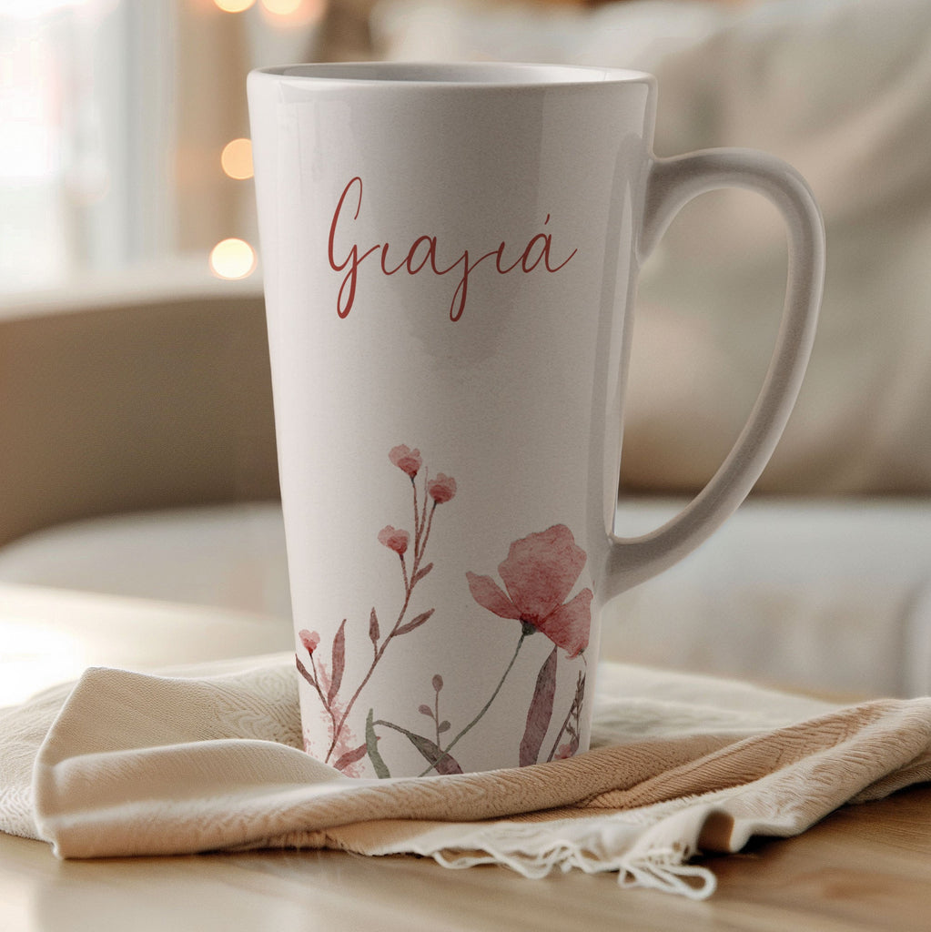 Pink Flowers Pattern - Tall Latte Mug - GOTShirts