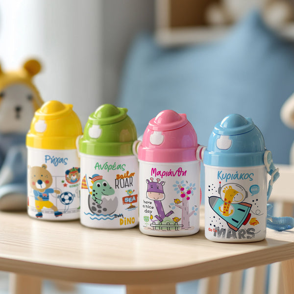 Elephant With Yellow Ears - Plastic Colored Water Bottle - GOTShirts