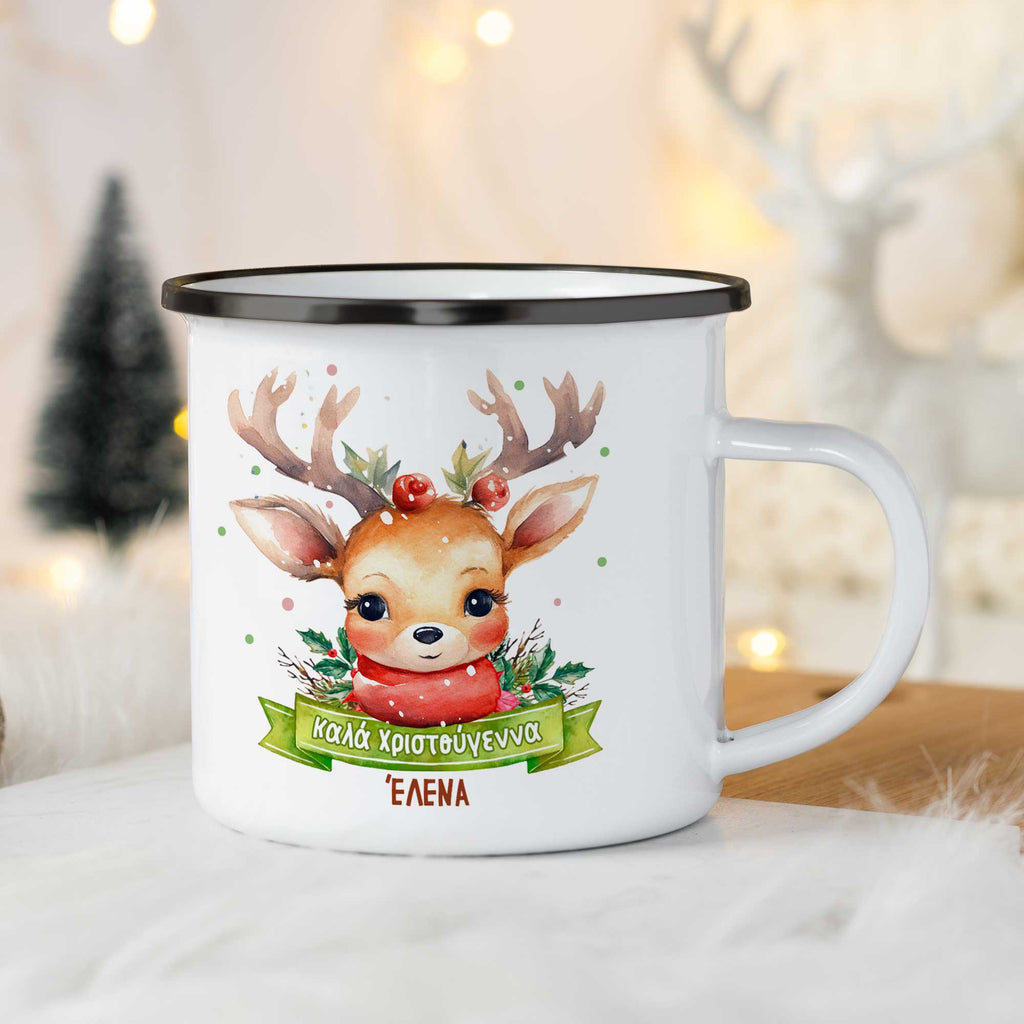 Christmas Deer - Christmas S/Steel Enamel Mug - GOTShirts