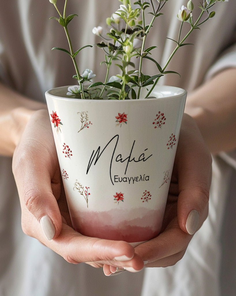 Watercolor Red Flowers - Flower Pot