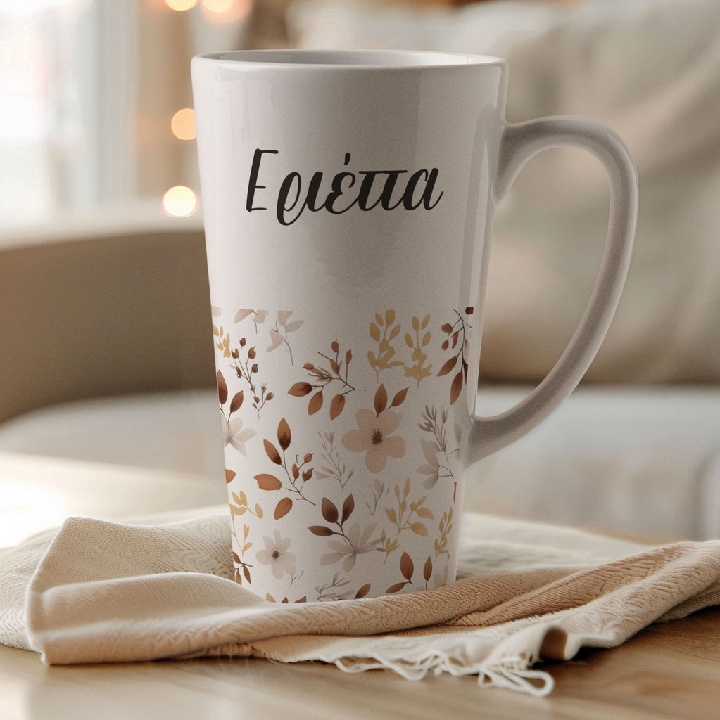 Brown Flowers Pattern - Tall Latte Mug - GOTShirts