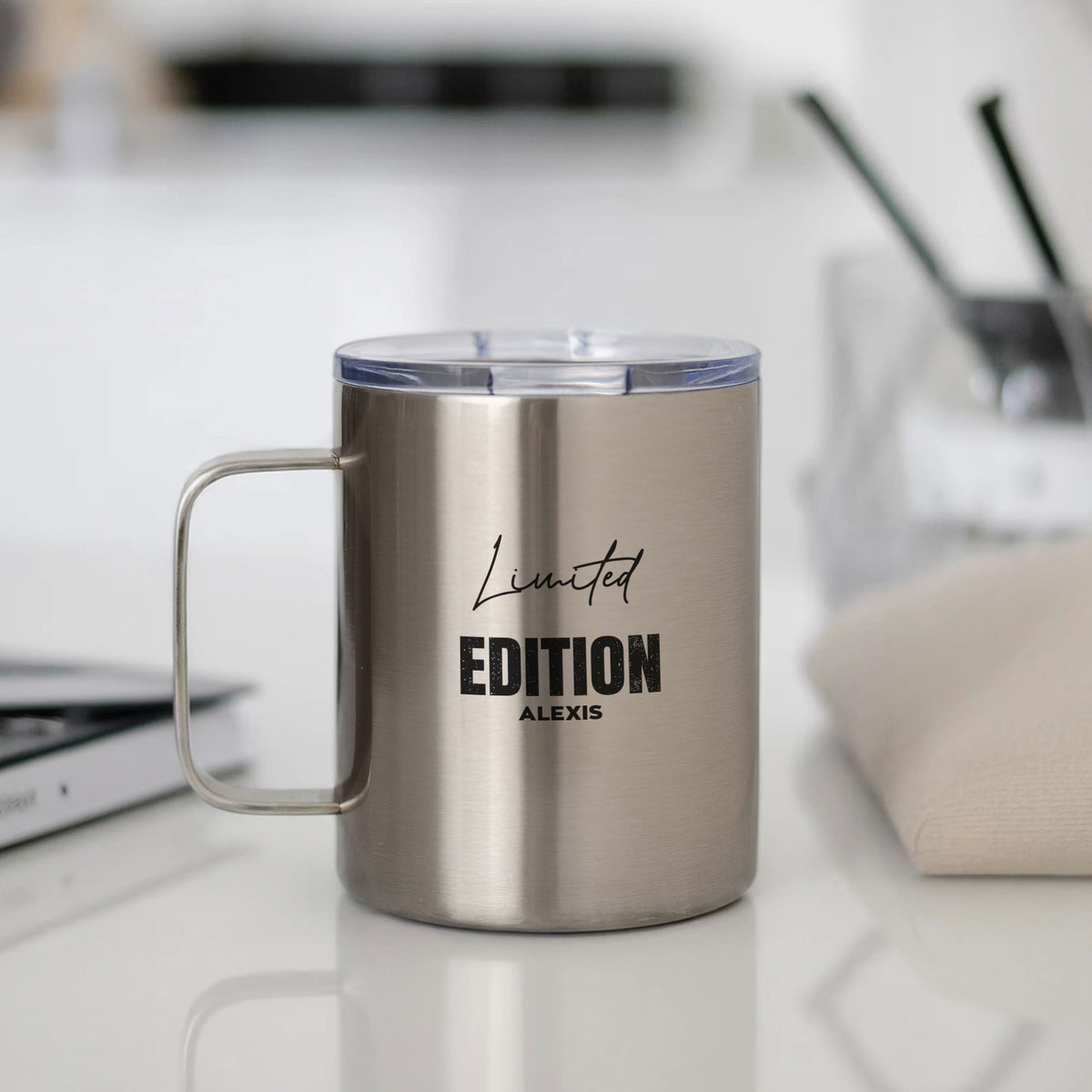 Limited Edition - Silver Stainless Steel Mug With Handle - GOTShirts