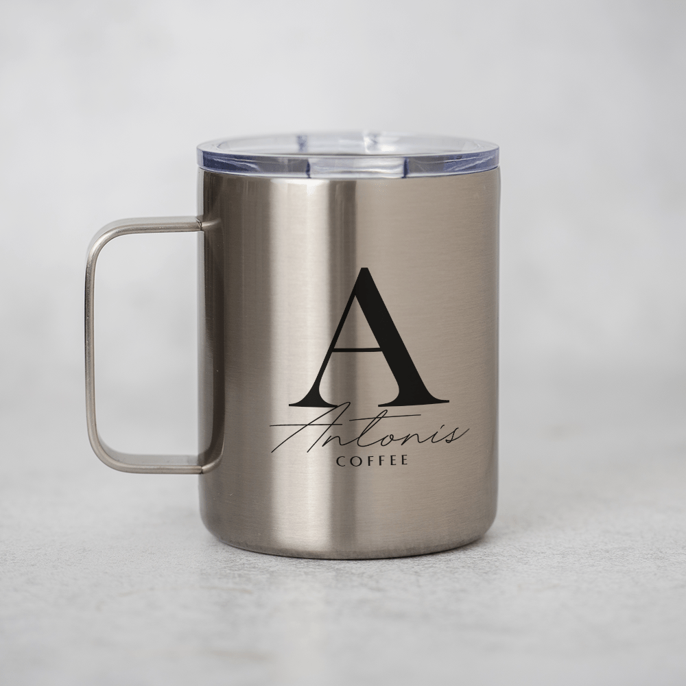 Capital Letter - Silver Stainless Steel Mug With Handle - GOTShirts