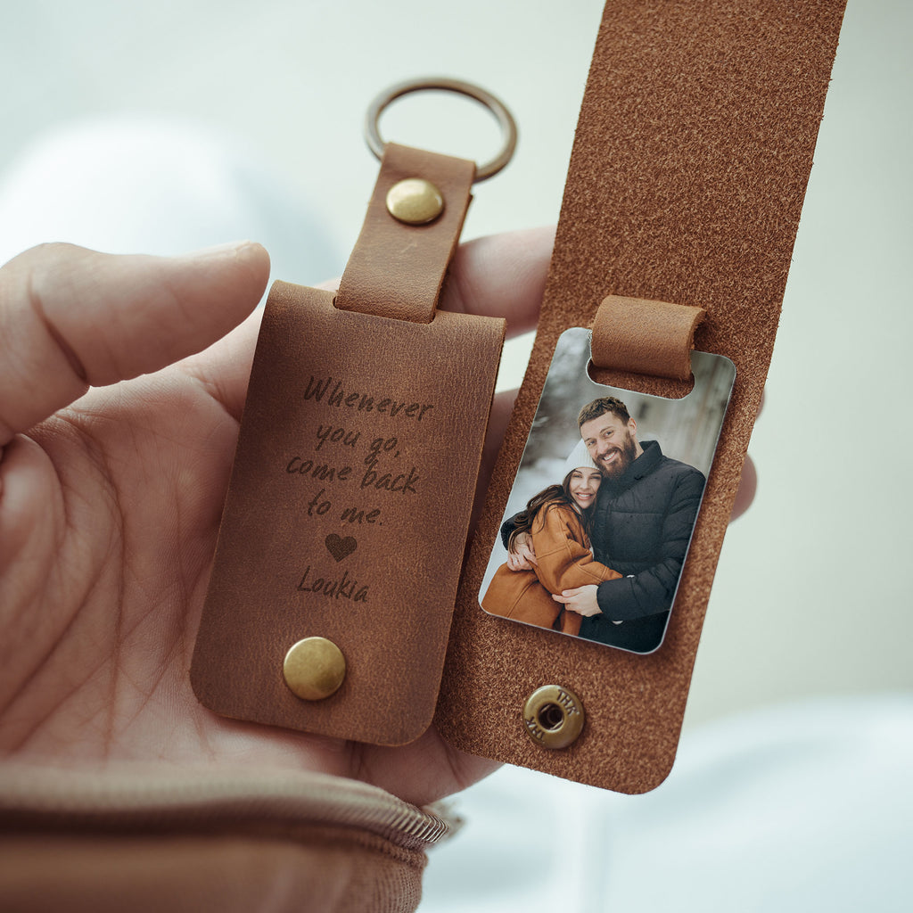 Come Back To Me - Leather Engraved Keyring With Photo Inside - GOTShirts