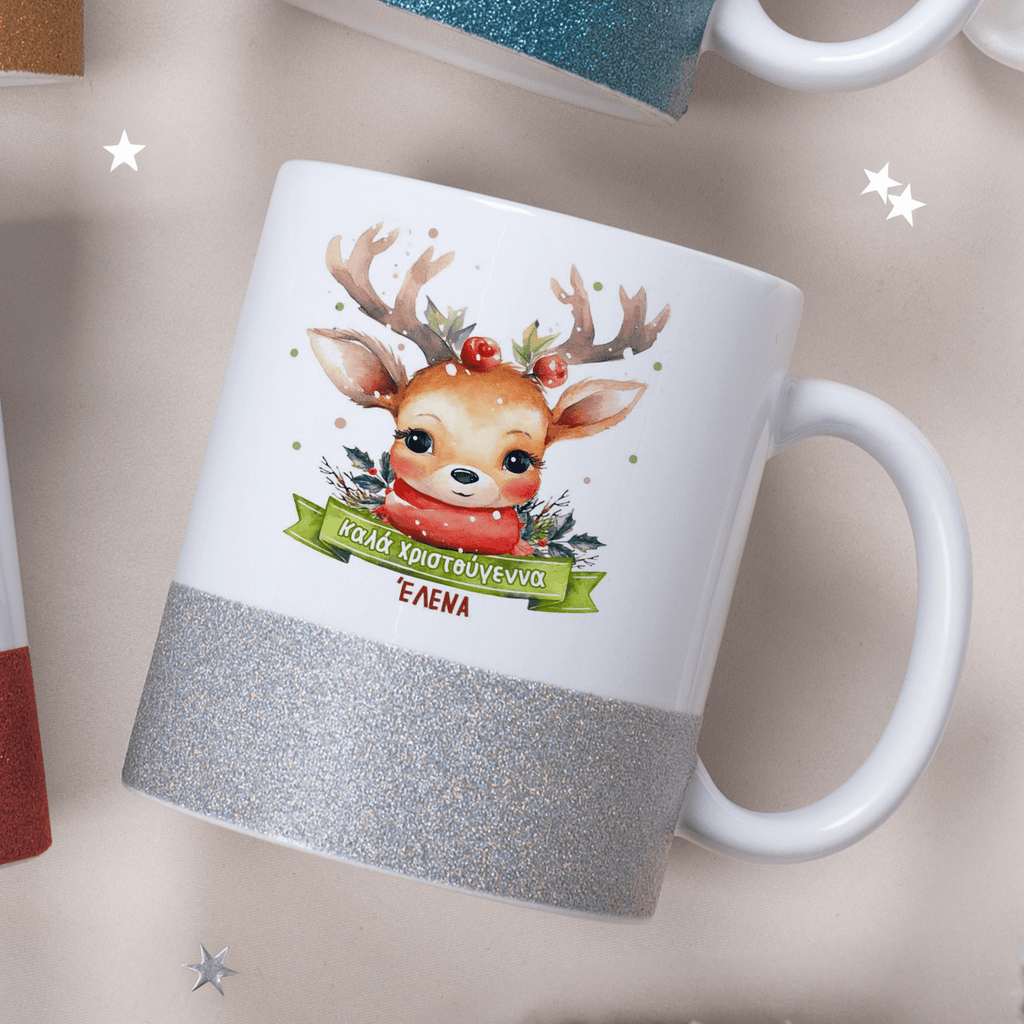 Christmas Reindeer - Ceramic Glitter Mug - GOTShirts