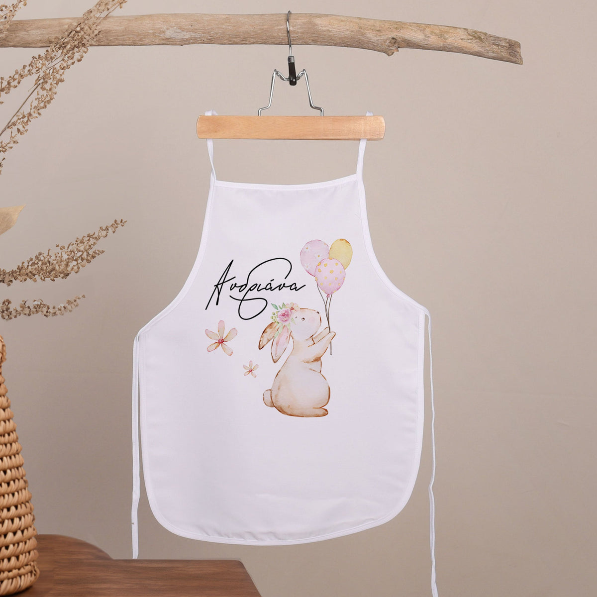 Pink Balloons Bunny - Children's White Apron - GOTShirts