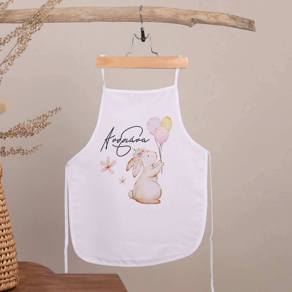 Pink Balloons Bunny - Children's White Apron - GOTShirts