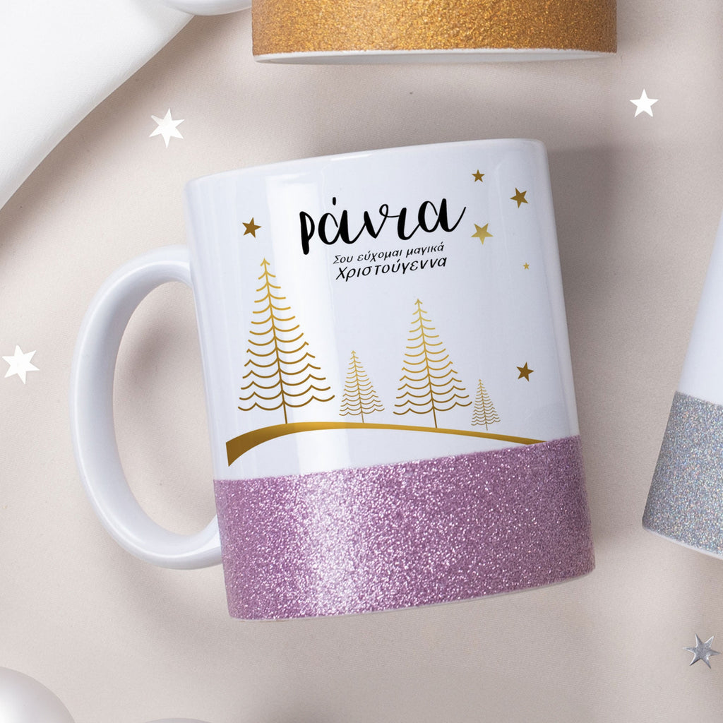 Gold Christmas Trees - Ceramic Glitter Mug - GOTShirts