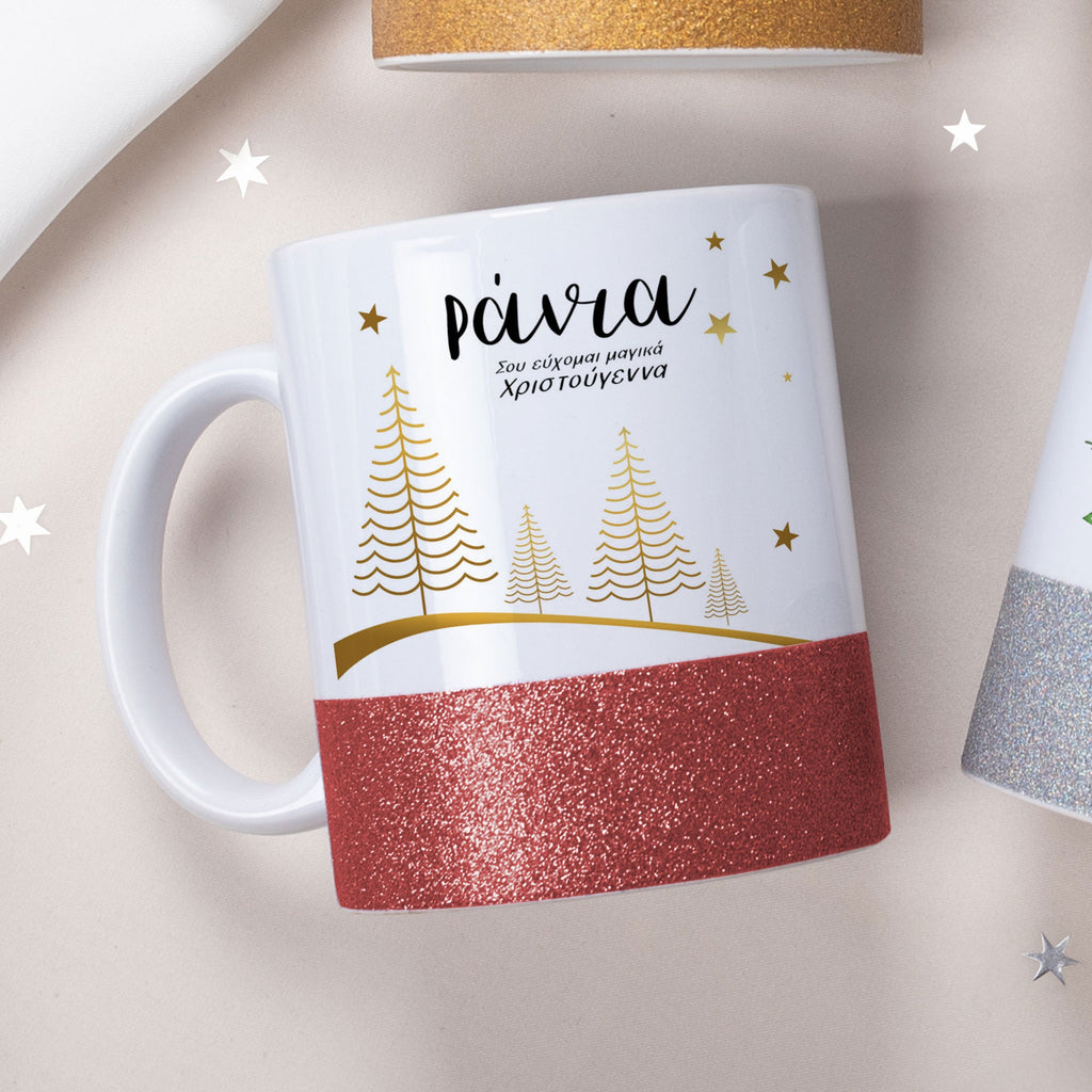 Gold Christmas Trees - Ceramic Glitter Mug - GOTShirts