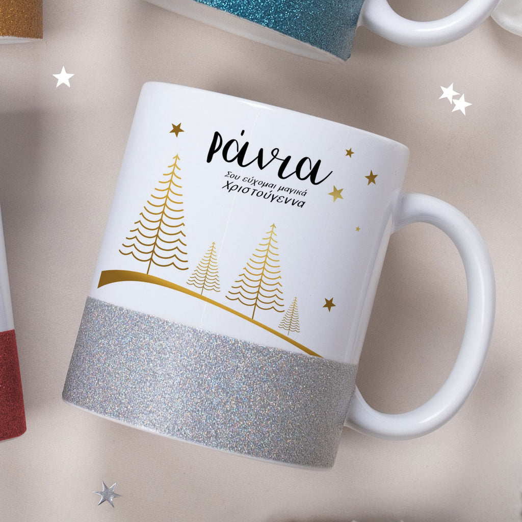Gold Christmas Trees - Ceramic Glitter Mug - GOTShirts