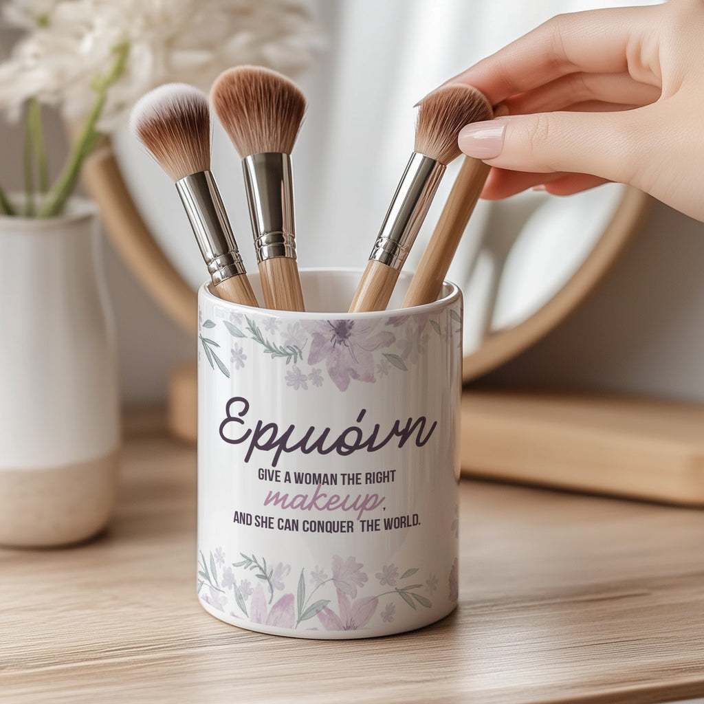 Conquer The World - Ceramic Make Up Brush Holder - GOTShirts