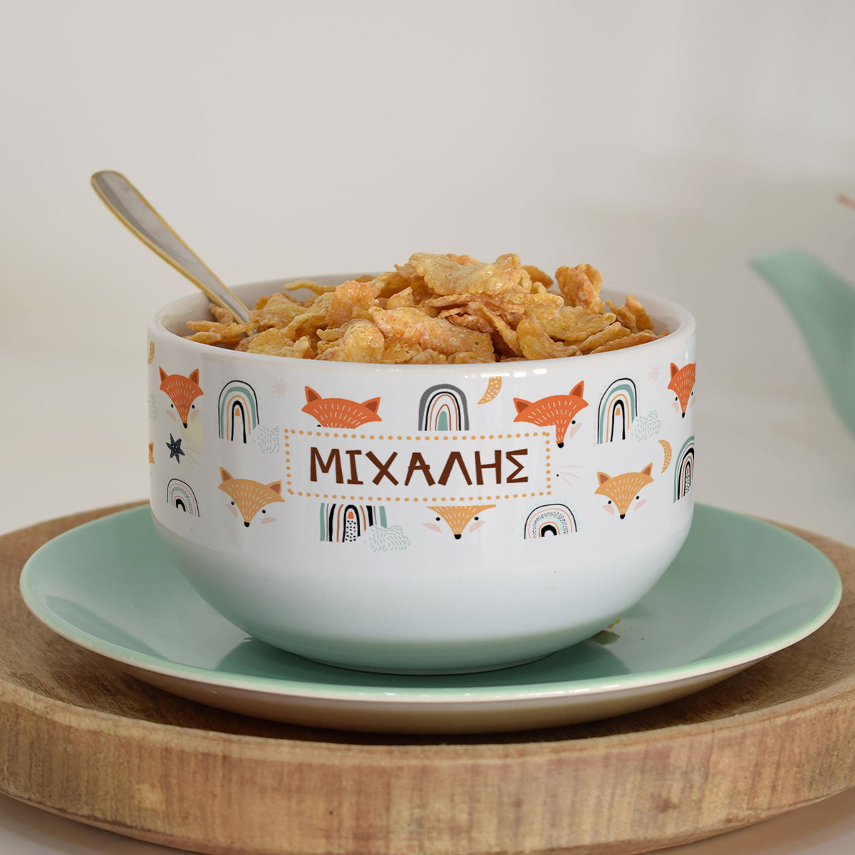 Fox Pattern - Personalized Ceramic Bowl - GOTShirts