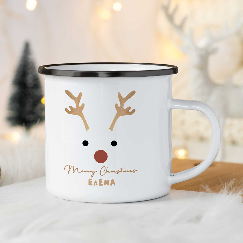 Gold Reindeer - Christmas S/Steel Enamel Mug - GOTShirts