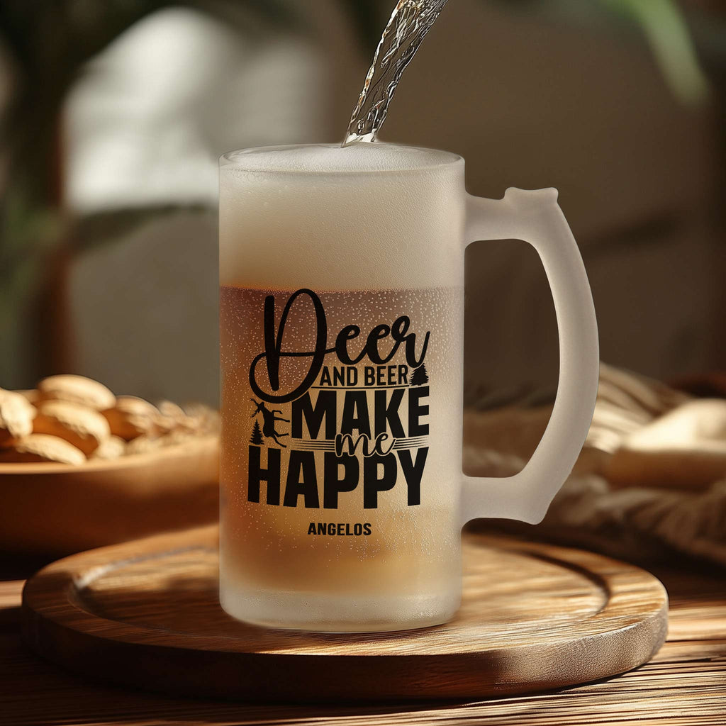 Deer And Beer - Frosted Beer Glass - GOTShirts