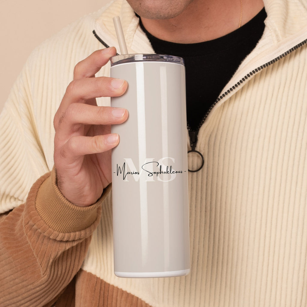 Name & Surname - Stainless Steel Skinny Tumbler With Straw - GOTShirts