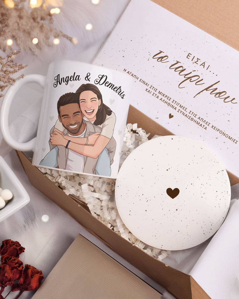 Cartoon Couple Names - Ceramic Mug 11oz & Coaster Gift Box - GOTShirts
