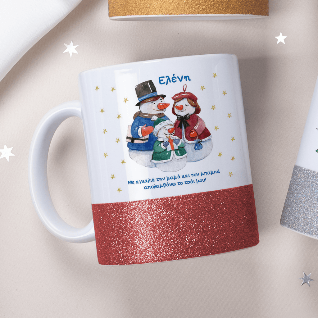 Snowman Family - Ceramic Glitter Mug - GOTShirts