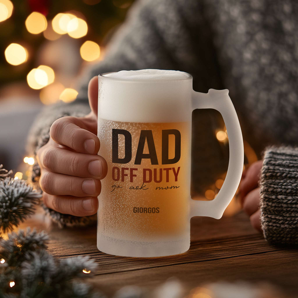 Dad Off Duty - Frosted Beer Glass - GOTShirts
