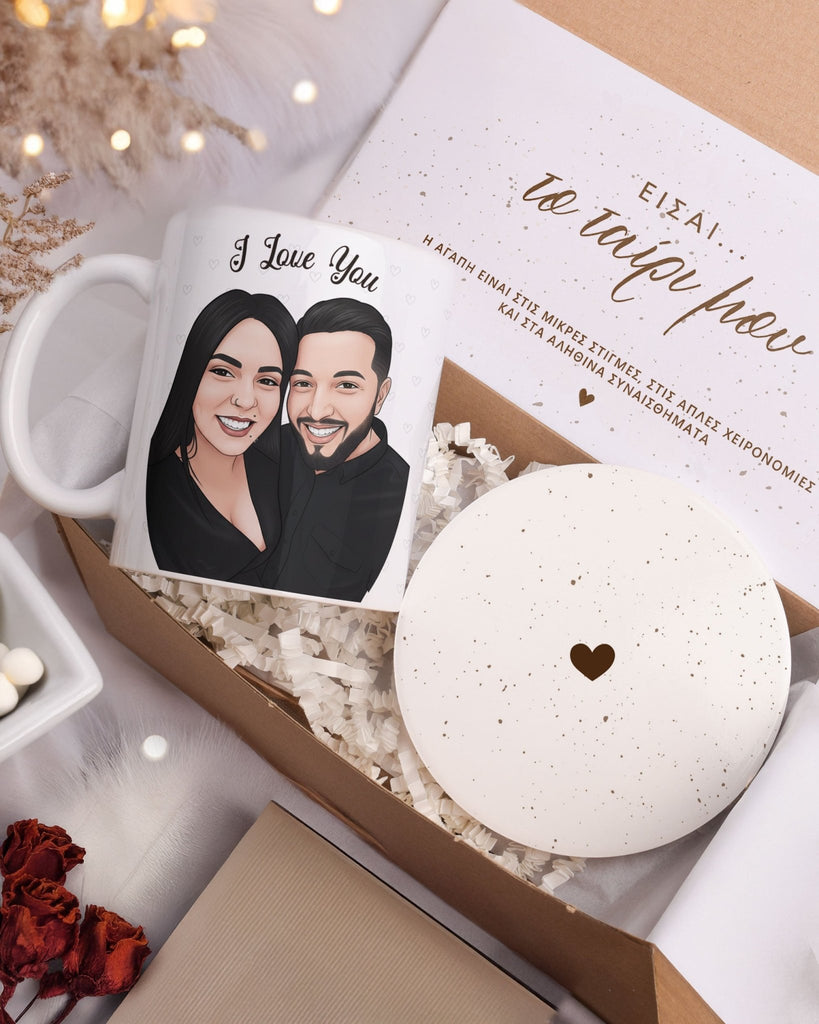 Cartoon I Love You - Ceramic Mug 11oz & Coaster Gift Box - GOTShirts