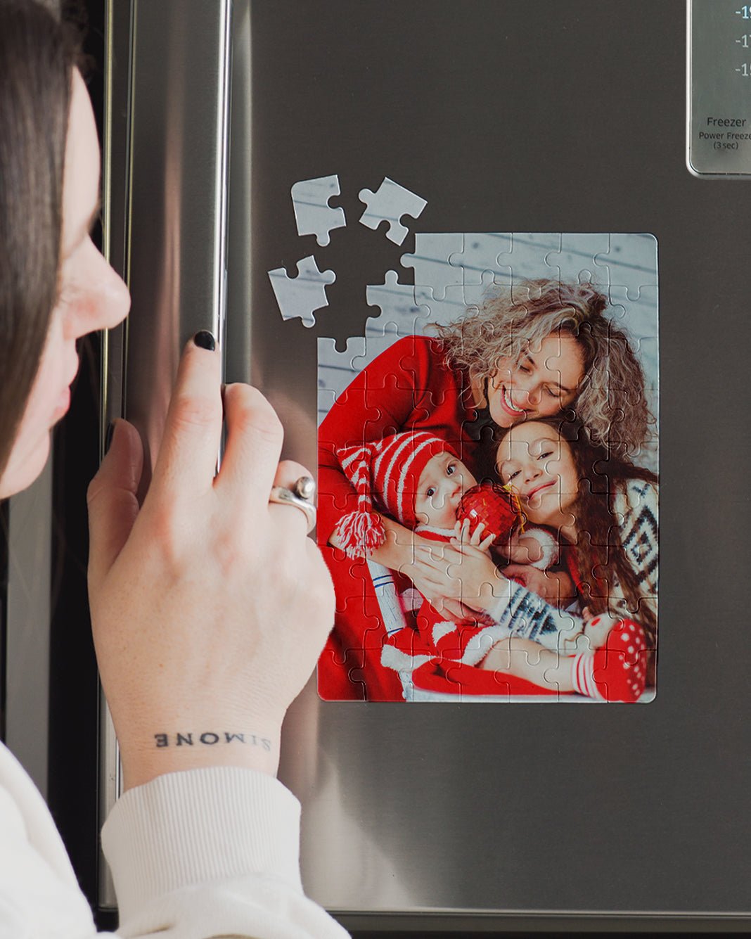 Christmas Animals Mom & Kids - Magnetic Puzzle & Wine Mug Gift Box - GOTShirts