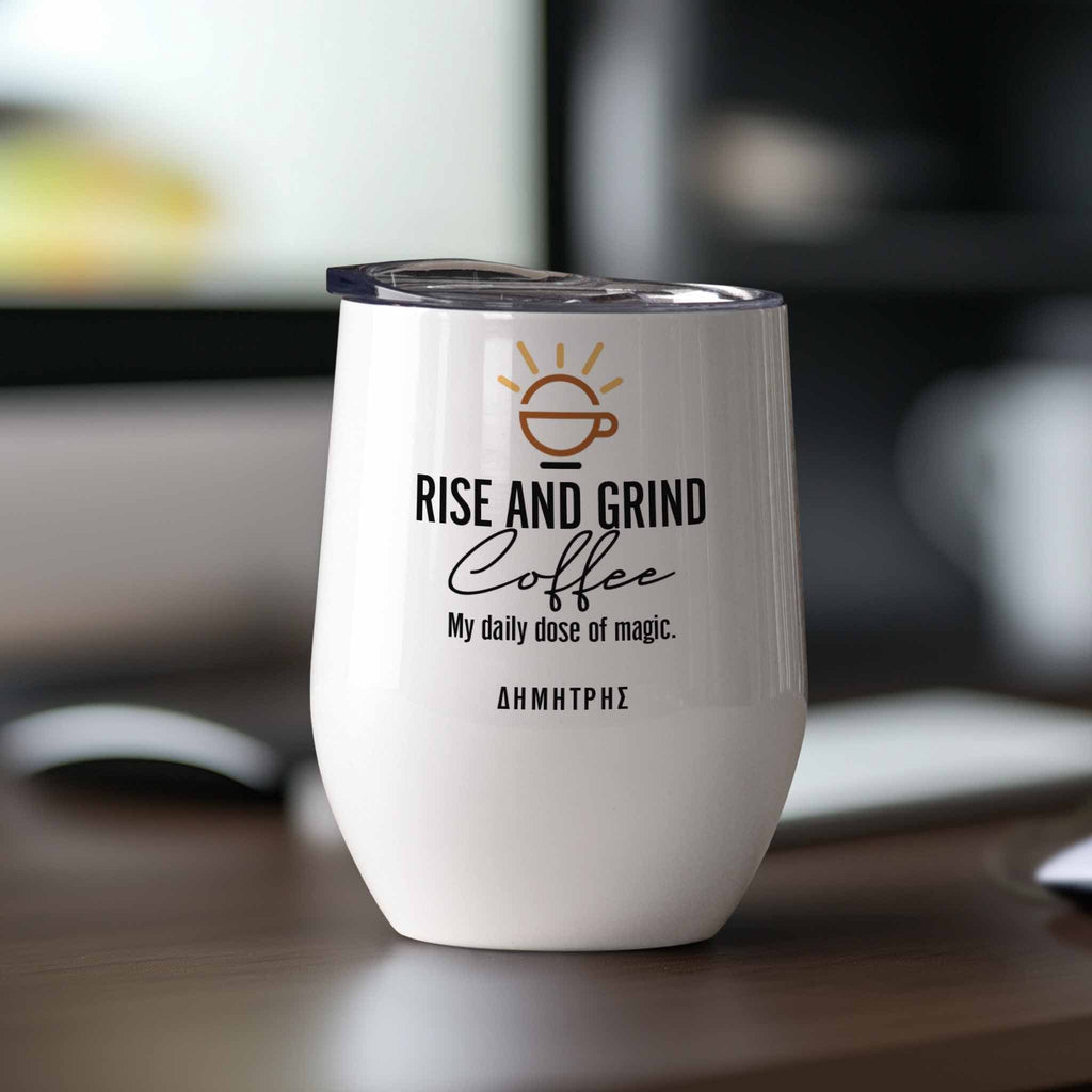 Rise & Grind Coffee - Stainless Steel White Mug - GOTShirts