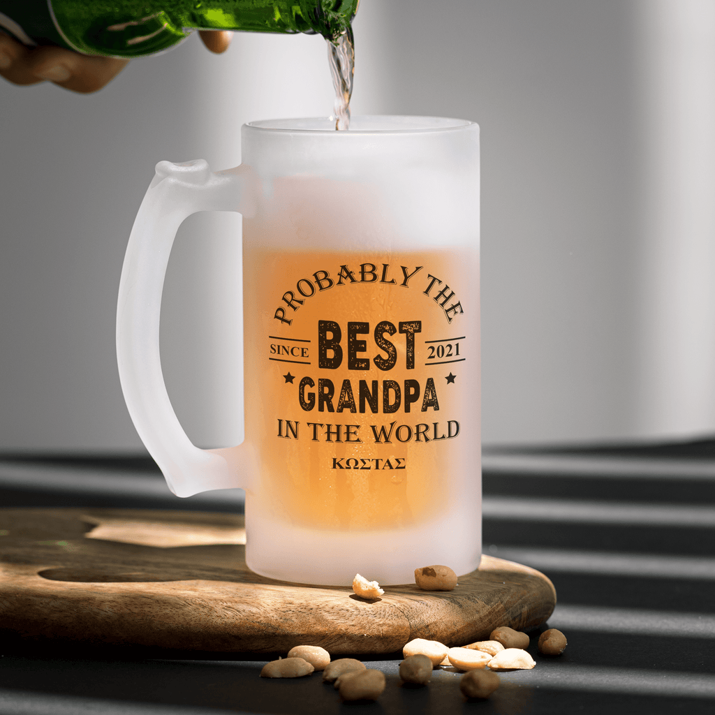Probably The Best Grandpa - Frosted Beer Glass - GOTShirts