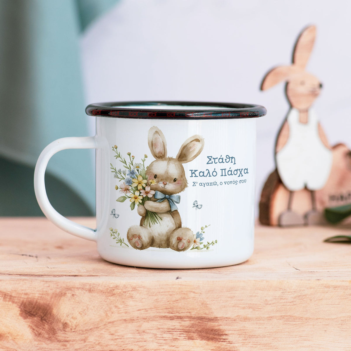 Blue Bunny - Stainless Steel Enamel Mug - GOTShirts