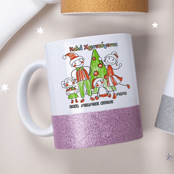 Christmas Family - Ceramic Glitter Mug - GOTShirts
